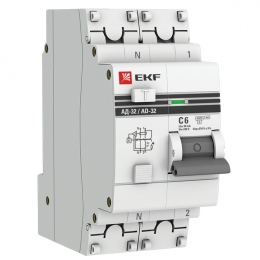 Дифференциальный автомат АД-32 1P+N 6А/30мА (хар. C, AC, электронный, защита 270В) 4,5кА EKF PROxim